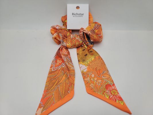 Πορτοκαλί στυλ μαλλιά scrunchies με κορδέλα σε διάφορα μοτίβα για διάφορες περιπτώσεις