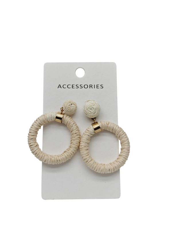 Νέα Στρογγυλά Ακουστικά Ρατάνης Χειροποίητα Ακουστικά Μποέμικου Στυλ Απλό Ραφία Εγγράφιο Ακουστικά